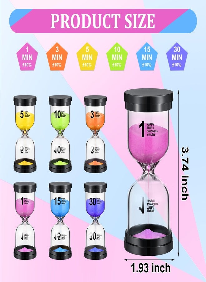 اوريهير ساعة رملية ملونة من Aoriher، ساعة رملية 1/3/5/10/15/20/30/45/60 دقيقة، ساعة رملية للمطبخ والمنزل والمكتب والفصول الدراسية والألعاب والطبخ (ألوان كلاسيكية، 6) - Image 2