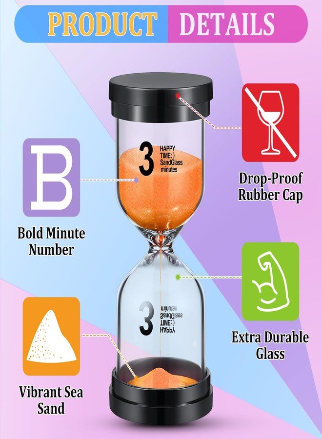 اوريهير ساعة رملية ملونة من Aoriher، ساعة رملية 1/3/5/10/15/20/30/45/60 دقيقة، ساعة رملية للمطبخ والمنزل والمكتب والفصول الدراسية والألعاب والطبخ (ألوان كلاسيكية، 6) - Image 3