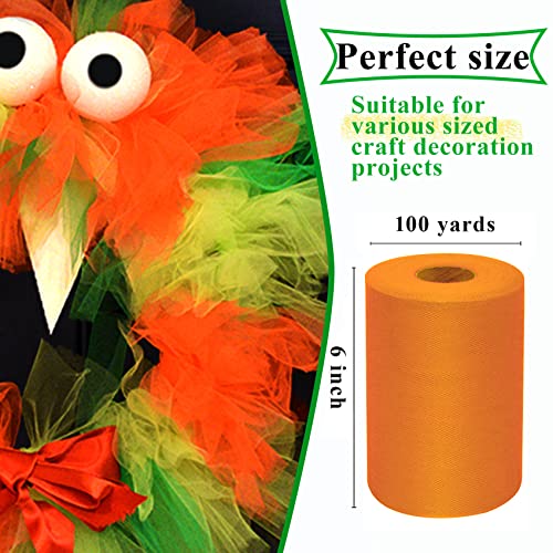 IONTACH Orange Tulle Fabric Rolls 6 Inch by 100 Yards (300 feet) Fabric Spool Tulle Ribbon for DIY Orange Halloween Tutu Bow Baby Shower Birthday Party Wedding Decorations Christmas Craft Supplies - Image 2