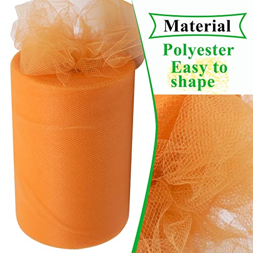IONTACH Orange Tulle Fabric Rolls 6 Inch by 100 Yards (300 feet) Fabric Spool Tulle Ribbon for DIY Orange Halloween Tutu Bow Baby Shower Birthday Party Wedding Decorations Christmas Craft Supplies - Image 3