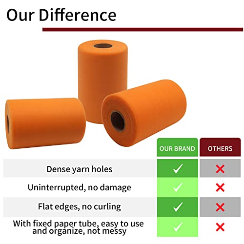 IONTACH Orange Tulle Fabric Rolls 6 Inch by 100 Yards (300 feet) Fabric Spool Tulle Ribbon for DIY Orange Halloween Tutu Bow Baby Shower Birthday Party Wedding Decorations Christmas Craft Supplies - Image 5