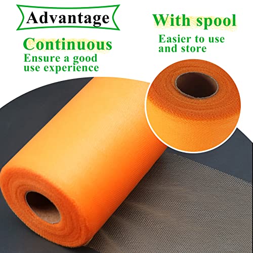 IONTACH Orange Tulle Fabric Rolls 6 Inch by 100 Yards (300 feet) Fabric Spool Tulle Ribbon for DIY Orange Halloween Tutu Bow Baby Shower Birthday Party Wedding Decorations Christmas Craft Supplies - Image 4