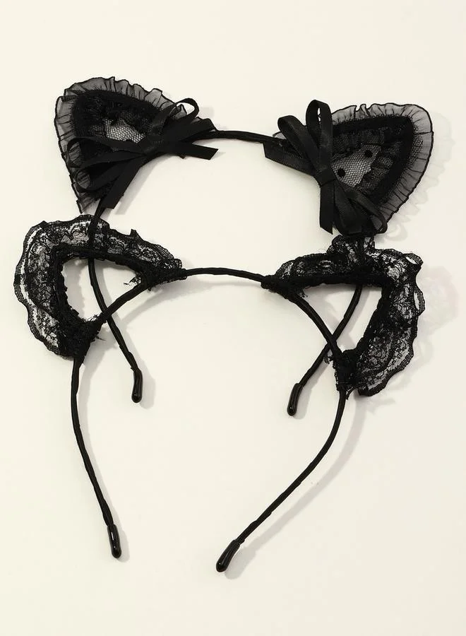 Take Two Take Two Set of 2 -  Lace Cat Ear Headband