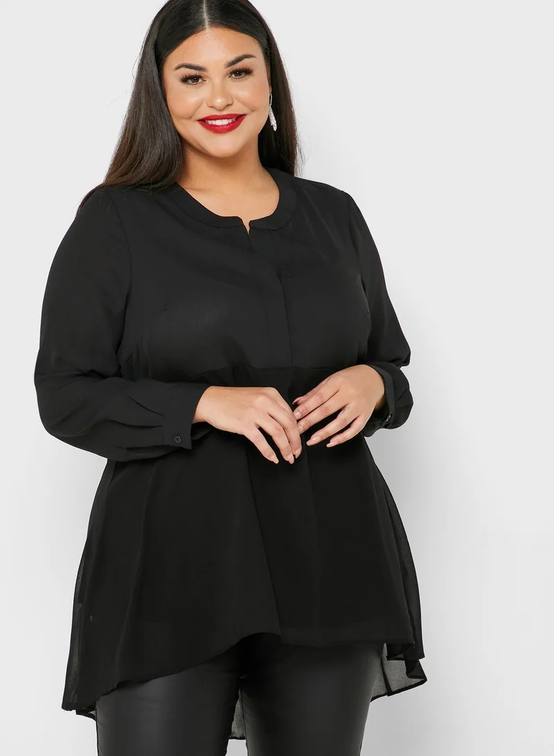 EVANS Sheer Overlay Top