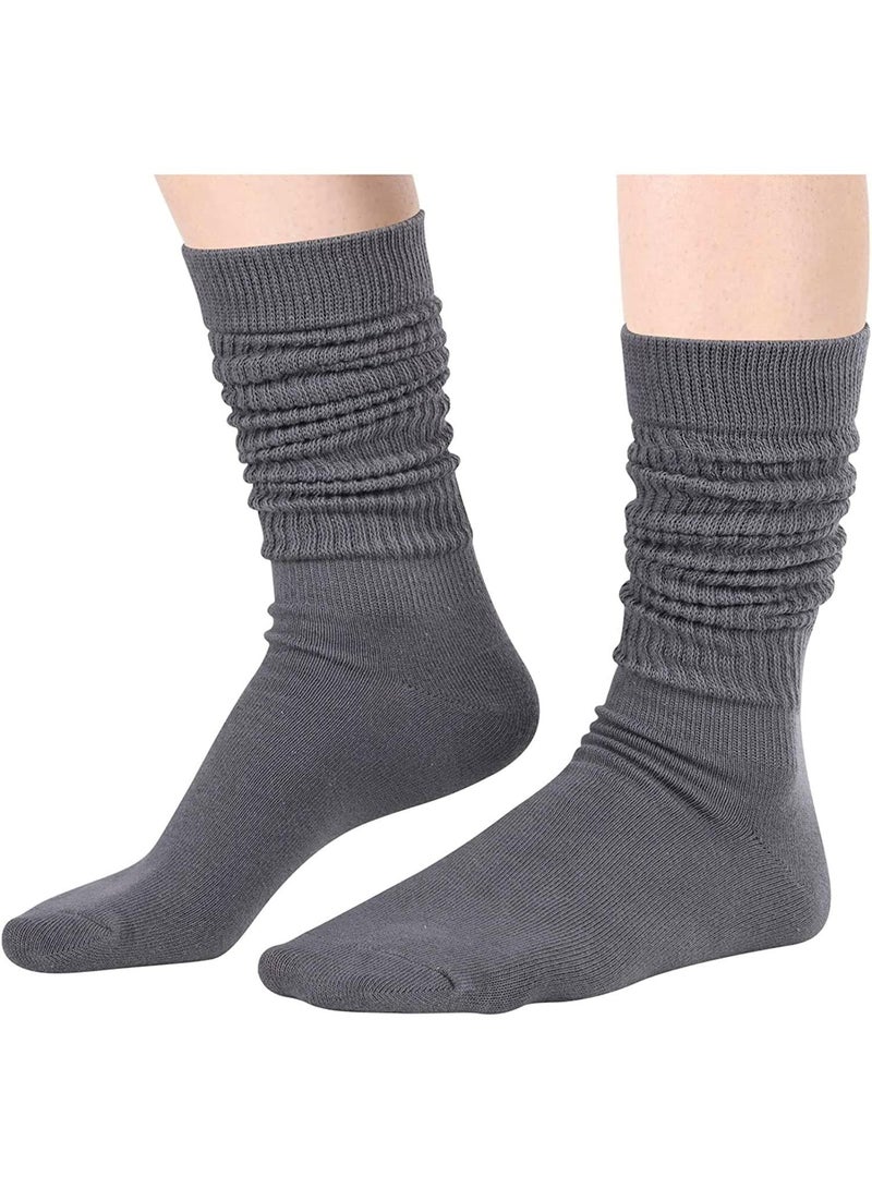 Sweet seven جوارب نسائية أنيقة بتصميم فضفاض - جوارب طويلة من القطن بلون رمادي داكن - Image 2