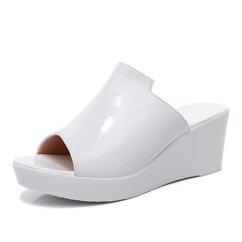 Cowhide Summer Beach Women'S Wedge-Heeled Thick-Soled Slippers, First-Layer Cowhide Sponge Cake, Soft-Soled Waterproof Platform, Non-Slip Large Size Sandals - Image 4