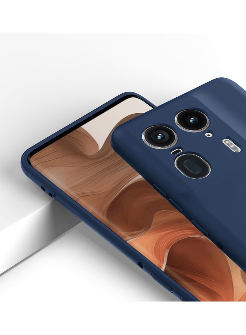 دبليو تيك غطاء حماية من السيليكون السائل الناعم الفاخر لهاتف Motorola Edge 50 Ultra 5G 2024 - أزرق داكن - Image 5