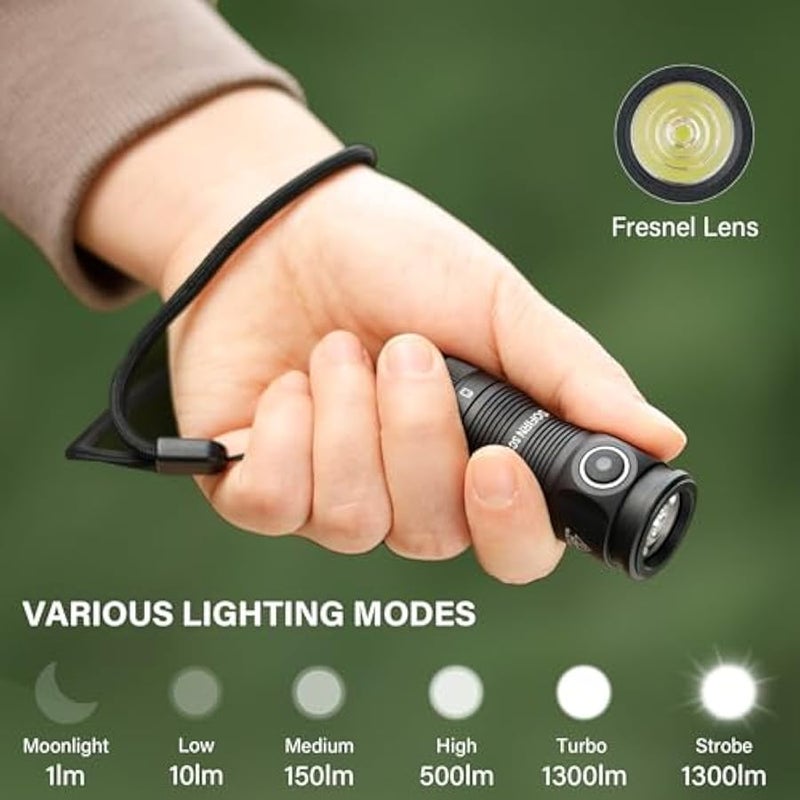LED Small Flashlight USB C Rechargeable, SC13 Bright 1300 Lumens EDC Keychain Flashlights with IPX8 Waterproof, Portable Key Ring Mini Flash Light for Everyday Carry Camping Hiking - Image 4