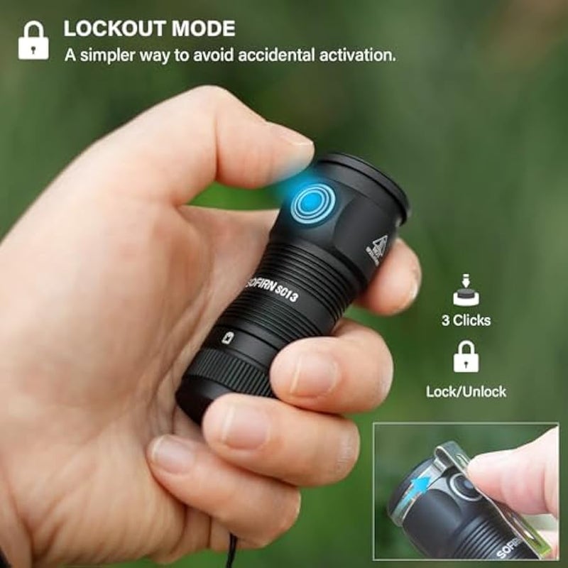 LED Small Flashlight USB C Rechargeable, SC13 Bright 1300 Lumens EDC Keychain Flashlights with IPX8 Waterproof, Portable Key Ring Mini Flash Light for Everyday Carry Camping Hiking - Image 3