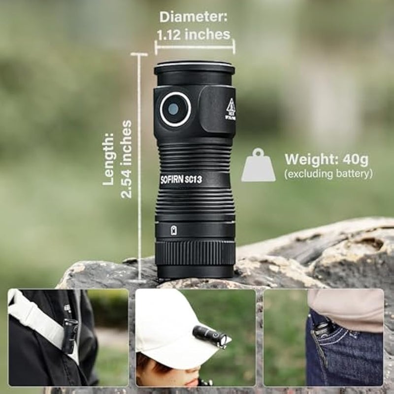 LED Small Flashlight USB C Rechargeable, SC13 Bright 1300 Lumens EDC Keychain Flashlights with IPX8 Waterproof, Portable Key Ring Mini Flash Light for Everyday Carry Camping Hiking - Image 5