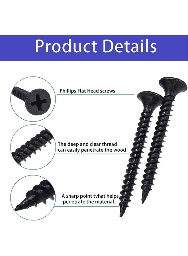 شاو تشن 300 قطعة، براغي ذاتية اللولبة سريعة الالتصاق برأس فيليبس، طقم مثبتات حوائط جافة ذاتية الثقب، مقاس #6، من 3/4 بوصة إلى 2 بوصة، مجموعة براغي خشبية سوداء متنوعة مع حقيبة - Image 3
