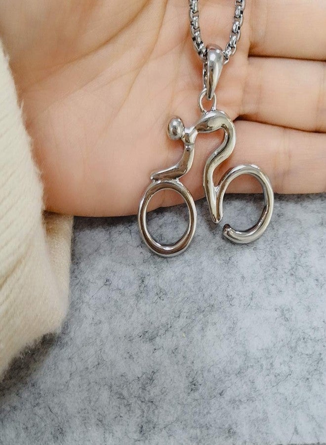 نوماندا قلادة رياضية للدراجات من الفولاذ المقاوم للصدأ من نوماندا، هدية مثالية لمحبي ركوب الدراجات (فضية) - Image 4