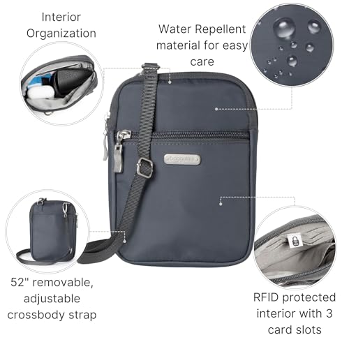 Baggallini Women's Essential Mini Crossbody Bag, Charcoal Gray - Image 3