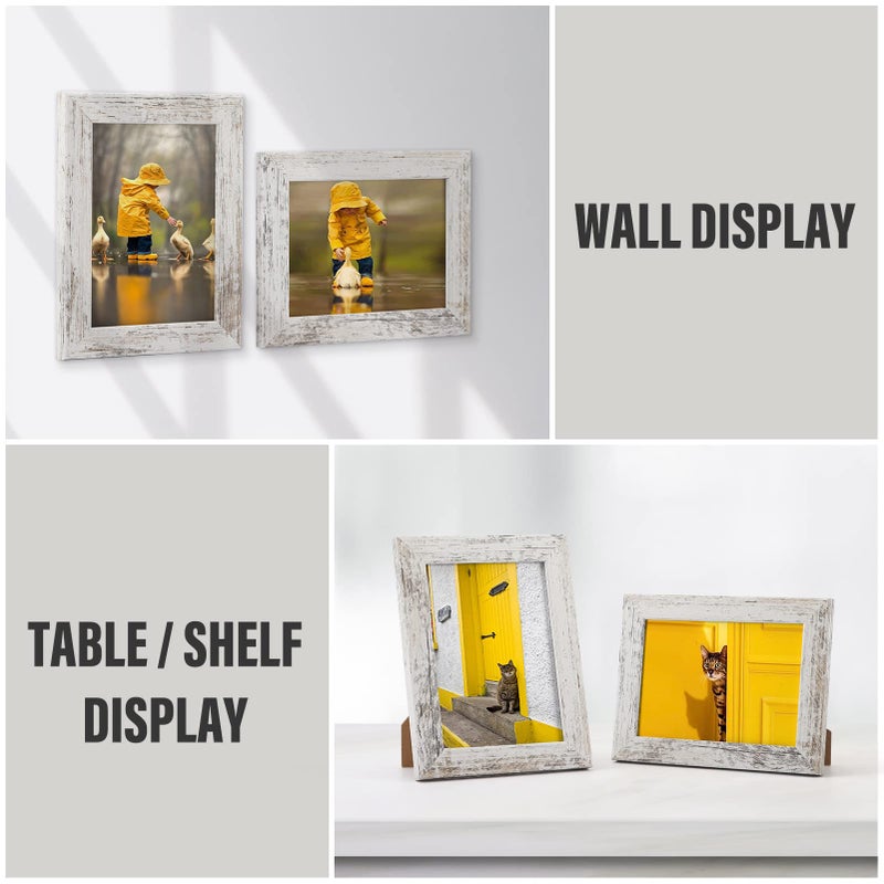 PETAFLOP 5x7 Picture Frame Set of 7  Distressd Rustic Frames Display 5 by 7 Inch Photo for Wall or Tabletop - Image 4