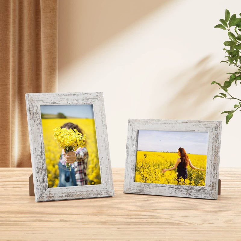 PETAFLOP 5x7 Picture Frame Set of 7  Distressd Rustic Frames Display 5 by 7 Inch Photo for Wall or Tabletop - Image 5