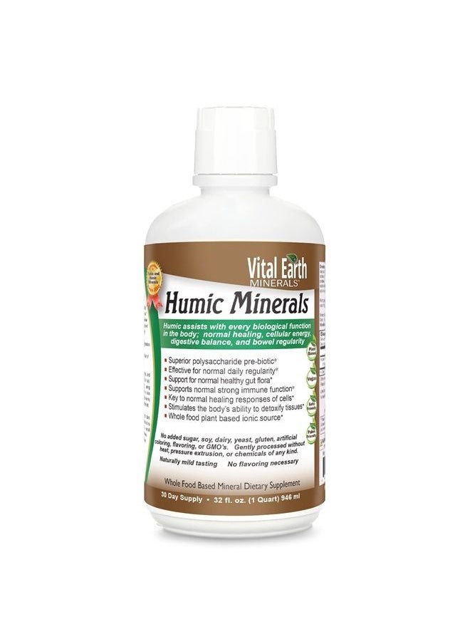 Vital Earth Minerals معادن هيومك من فيتال إيرث - أكثر من 70 معدنًا نادرًا مع حمض الفولفيك الطبيعي، مكمل غذائي معدني سائل قلوي لإزالة السموم، وصحة الأمعاء، والعافية، 32 أونصة سائلة  - Image 1