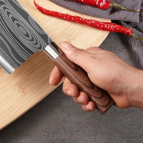 Mockery Kitchen Knife 4" Utility Knives Stainless Steel Japanese Chef Knives Damascus Laser Vegetables Slicing Fruits Paring Knife with ABS Ergonomic Handle, Brown (1Piece, Utility Knife) - Image 4