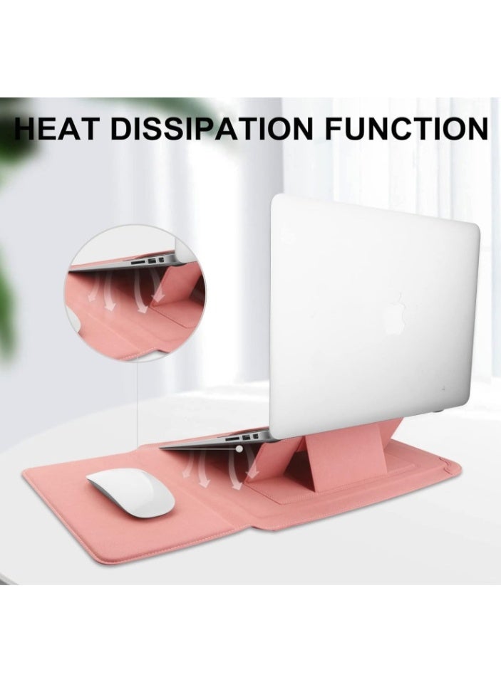 3-in-1 Laptop (13/14 Inches) Computer Case/Protective Cover With Stand (Laptop Stand, Mouse Pad, Data Storage Case) Macbook Pro Laptop Compatible, Shockproof And Wear-Resistant Business Computer Case, Pink - Image 5