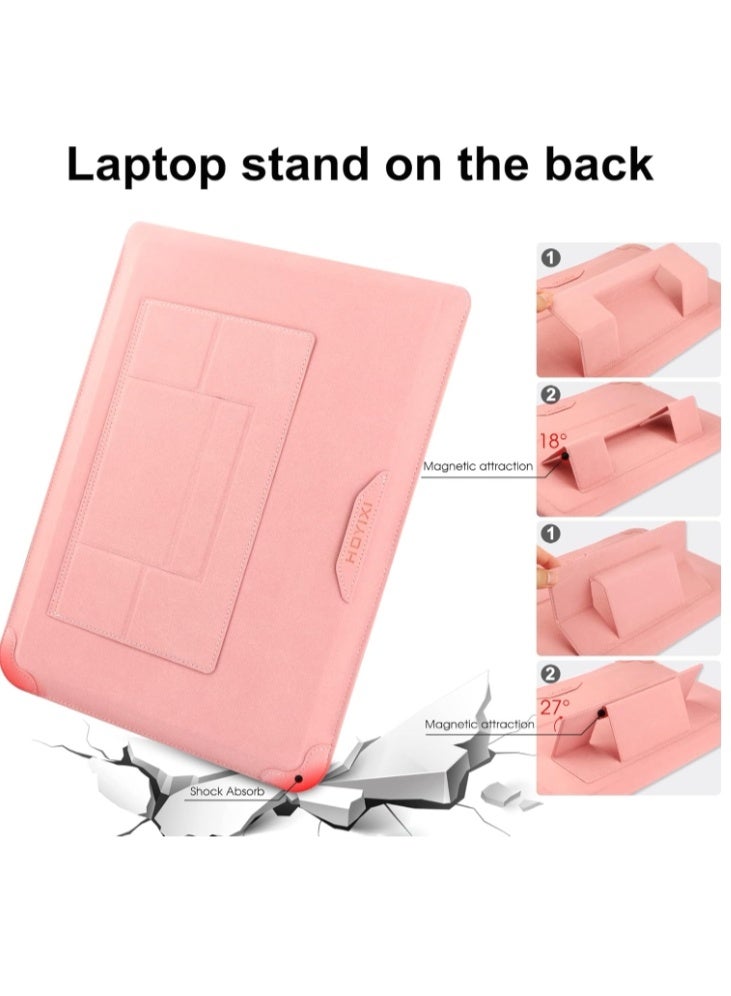 3-in-1 Laptop (13/14 Inches) Computer Case/Protective Cover With Stand (Laptop Stand, Mouse Pad, Data Storage Case) Macbook Pro Laptop Compatible, Shockproof And Wear-Resistant Business Computer Case, Pink - Image 4
