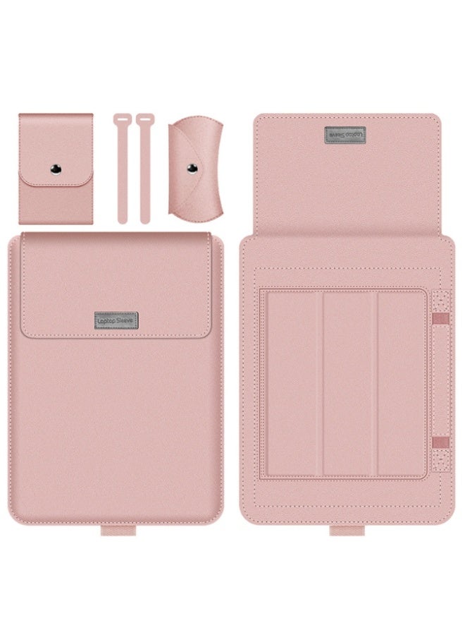 3-in-1 Laptop (13/14 Inches) Computer Case/Protective Cover With Stand (Laptop Stand, Mouse Pad, Data Storage Case) Macbook Pro Laptop Compatible, Shockproof And Wear-Resistant Business Computer Case, Pink - Image 2