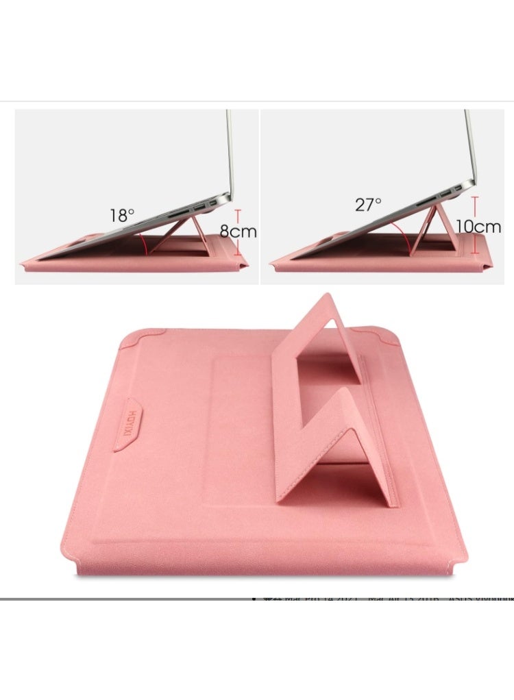 3-in-1 Laptop (13/14 Inches) Computer Case/Protective Cover With Stand (Laptop Stand, Mouse Pad, Data Storage Case) Macbook Pro Laptop Compatible, Shockproof And Wear-Resistant Business Computer Case, Pink - Image 3