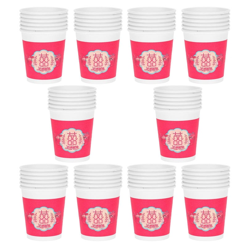 Red Disposable Chinese Paper Cups 50 Pcs Banquet Beverage Cups For Wedding Party Celebration - Image 2