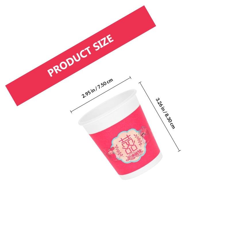 Red Disposable Chinese Paper Cups 50 Pcs Banquet Beverage Cups For Wedding Party Celebration - Image 3
