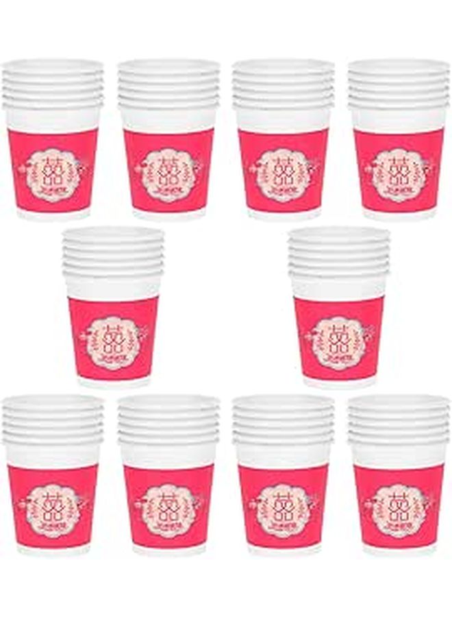 Red Disposable Chinese Paper Cups 50 Pcs Banquet Beverage Cups For Wedding Party Celebration - Image 1