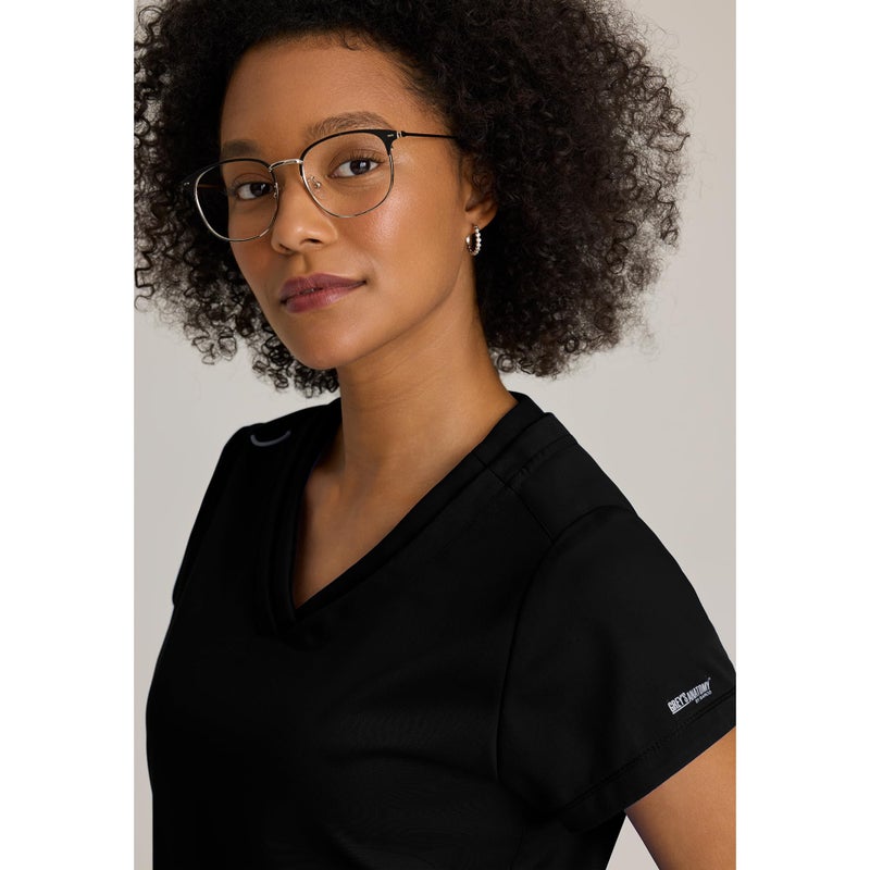 BARCO Greyâ€™s Anatomy Classic Evelyn Scrub Top for Women â€“ Black, 3-Pocket V-Neck Scrub Shirt with Natural Stretch, Super Soft Touch, Soil Release Fabric Finish â€“ Medium, Regular Fit - Image 2