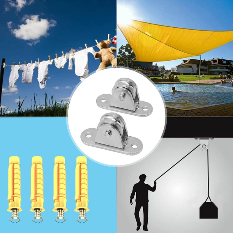 بكرة البولي الصامتة من الفولاذ المقاوم للصدأ 2 مجموعة لمعدات البوابة المنزلقة DIY مثبتة على الحائط - Image 3