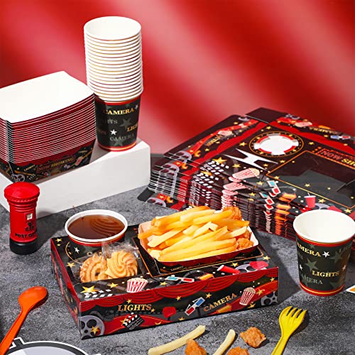 Geyee 72 Pcs Movie Night Party Supplies Snack Trays Boxes with Disposable Paper Food Cups Combo Trays Cardboard Popcorn Drink Candy Holder for Kids Birthday Cinema Party Favors - Image 3