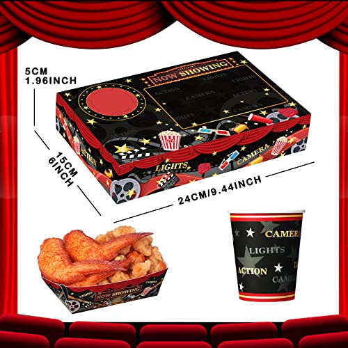 Geyee 72 Pcs Movie Night Party Supplies Snack Trays Boxes with Disposable Paper Food Cups Combo Trays Cardboard Popcorn Drink Candy Holder for Kids Birthday Cinema Party Favors - Image 2