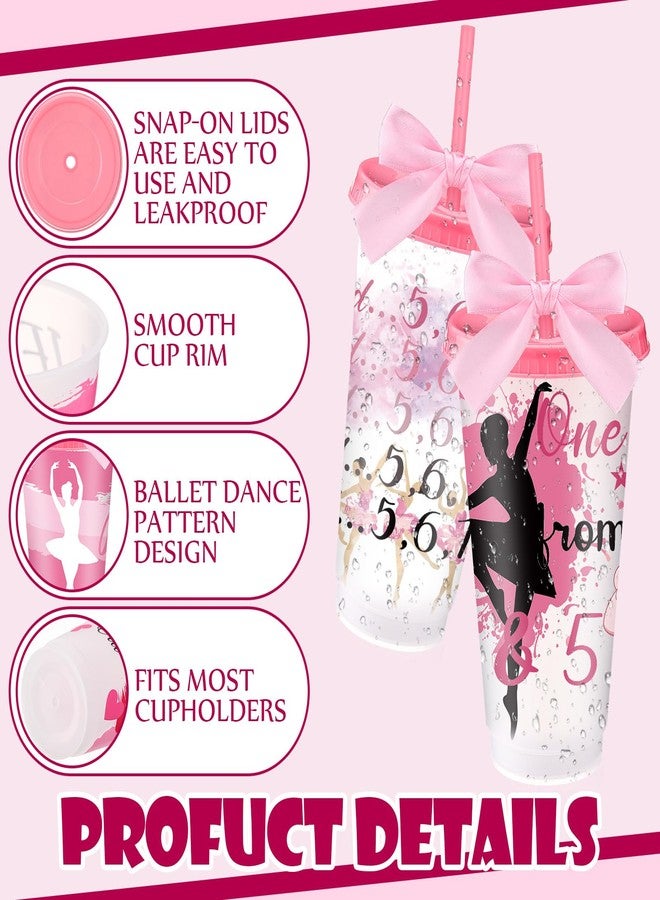 Geyoga 12 Pcs Dancer Appreciation Gifts Bulk for Women 24 oz Plastic Ballet Dance Reusable Tumbler Cup with Lid Straw Ribbon Bow for Dancer Team Gift Birthday Party Favors - Image 3