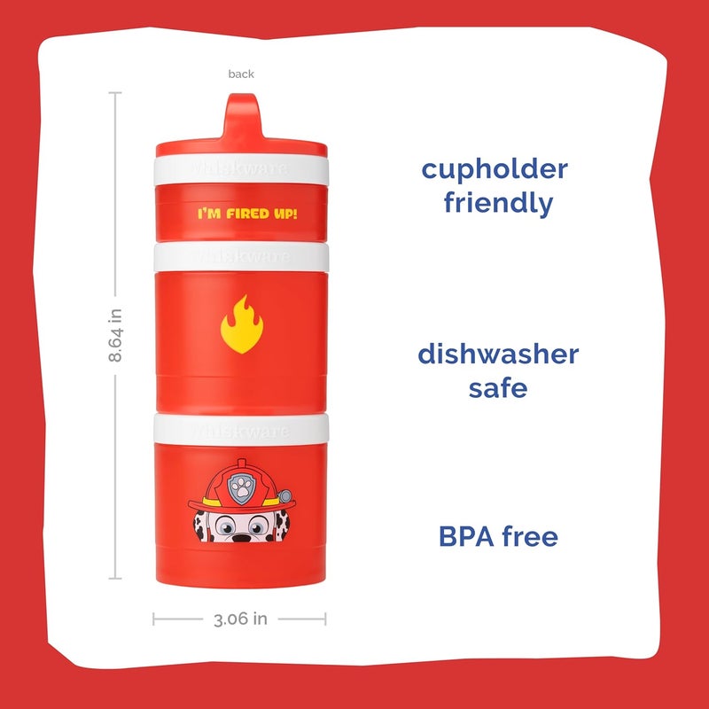 Whiskware حاويات وجبات خفيفة قابلة للتكديس من Whiskware لشخصيات باو باترول للأطفال الرضع والأطفال الصغار 3 أكواب وجبات خفيفة قابلة للتكديس للمدرسة والسفر صديقة لحامل الأكواب مارشال - Image 2