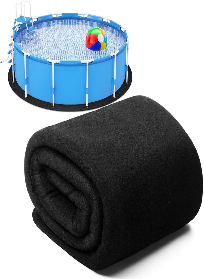 Tinideya 15 ft Round Pool Liner Pad Puncture Resistant Floor Mat Above Ground Pool Liner Pool Mats for Pool Bottom Durable Polyester Geotextile Under Pool Pad for Swimming Pool (Black) - Image 1