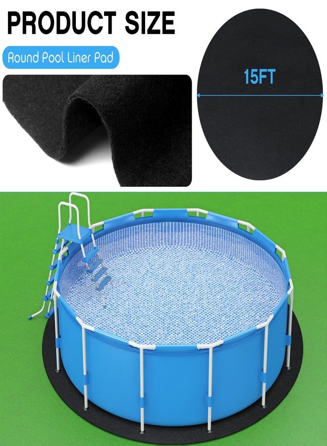 Tinideya 15 ft Round Pool Liner Pad Puncture Resistant Floor Mat Above Ground Pool Liner Pool Mats for Pool Bottom Durable Polyester Geotextile Under Pool Pad for Swimming Pool (Black) - Image 2