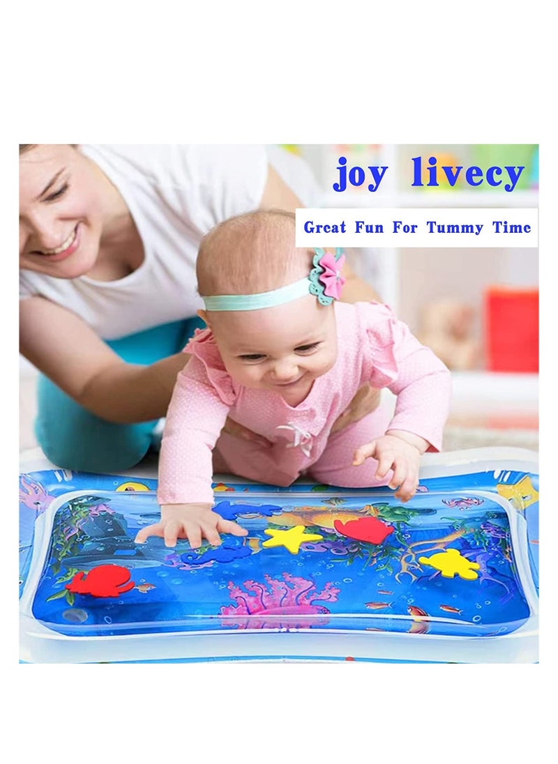 Generic Inflatable Tummy Time Water Mat Baby Sensory Toys Water Play Mat for Baby Early Development Inflatable Water Mat Baby Playmat Sensory Tummy Time Mat for 0-12 Months Activity Toys Mermaid  - Image 5