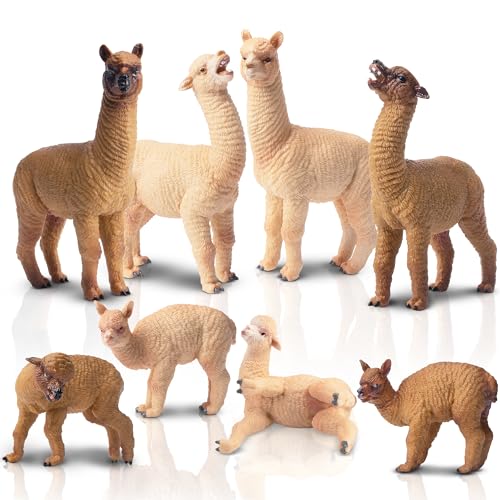 Toymany 8PCS Realistic Alpaca Figurines Llama Figures Plastic Forest Jungle Animal Figurines Christmas Birthday Toy Gift for Kids Boys Girls - Image 1