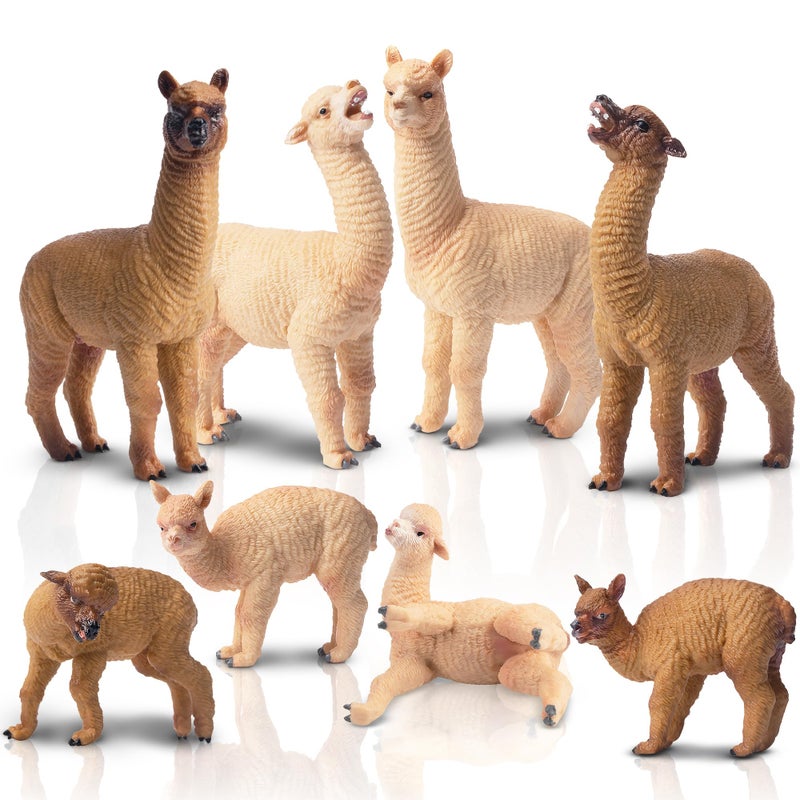 Toymany 8PCS Realistic Alpaca Figurines Llama Figures Plastic Forest Jungle Animal Figurines Christmas Birthday Toy Gift for Kids Boys Girls - Image 2