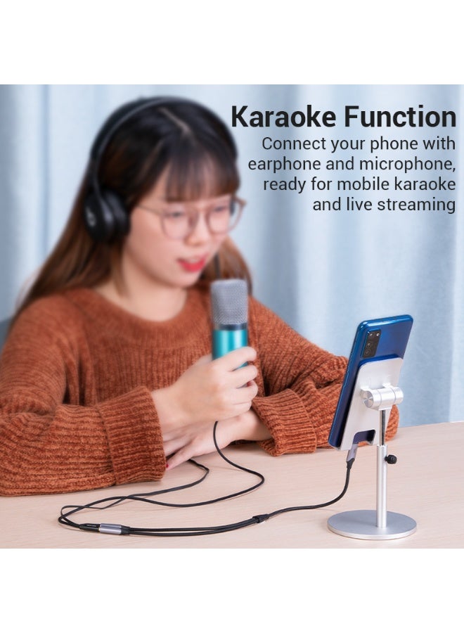 VENTION USB-C Male to TRS Audio & Mic Jack  0.3M Gray Aluminum Alloy Type Model # BGPHY - Image 3