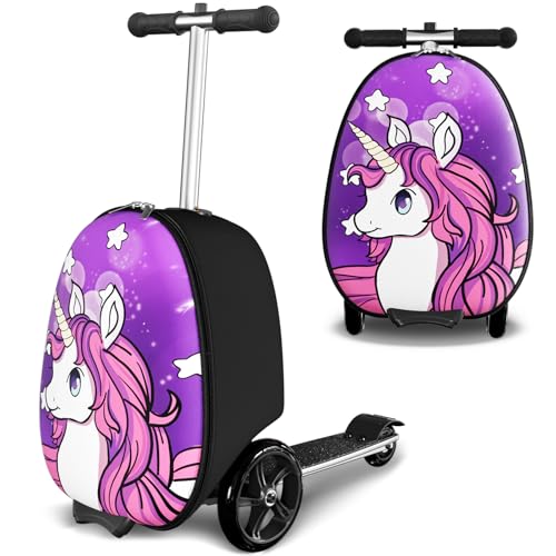 Baotree 2-in-1 Ride-On Scooter Suitcase, Scooter Luggage for Kids Ages 5-12, Foldable & Lightweight Carry with LED Light-Up Wheels - Image 1