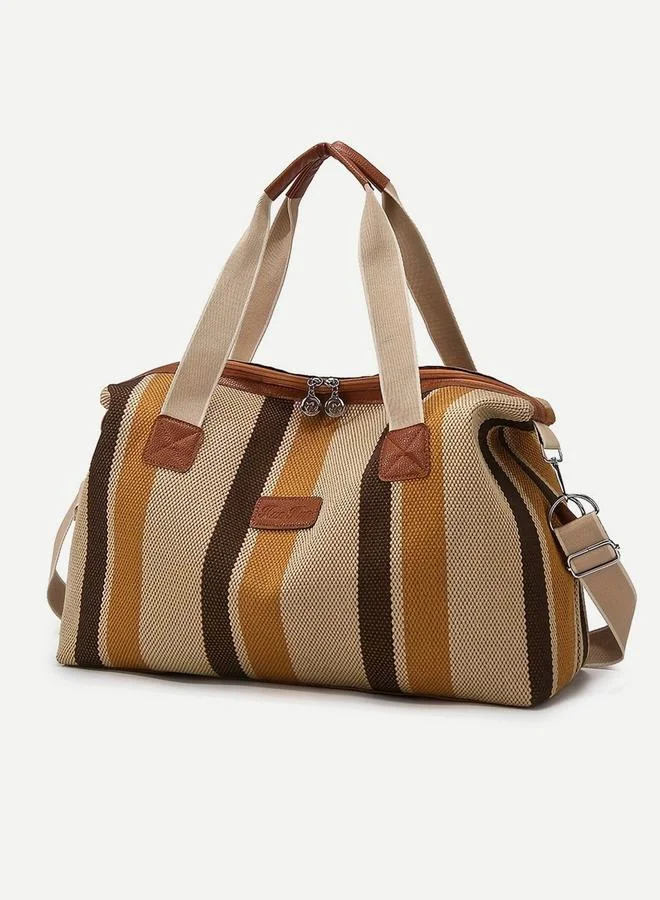 Take Two Texture Striped Double Top Handle Tote Bag