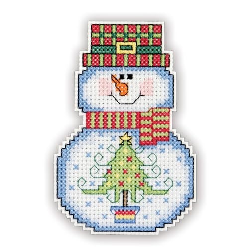 Janlynn Holiday Wizzers Cross Stitch Kit 3"X2.25"-Snowman with Tree (14 Count), Multicolor - Image 1