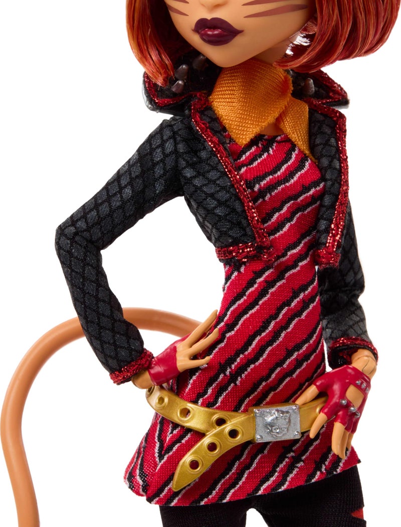 MONSTER HIGH دمية مونستر هاي بو-ريجينال كريبروكشن، تورالي، دمية قابلة للجمع مع قاعدة دمية، مذكرات، وحيوان أليف نمر ذو أنياب حلوة - Image 5
