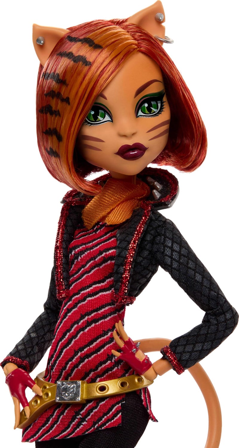 MONSTER HIGH دمية مونستر هاي بو-ريجينال كريبروكشن، تورالي، دمية قابلة للجمع مع قاعدة دمية، مذكرات، وحيوان أليف نمر ذو أنياب حلوة - Image 3