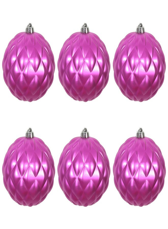 Vickerman 4" Fuchsia Matte Round Pine Cone Ornament, with drilled and Wired caps. Comes 6 per Bag. - Image 2