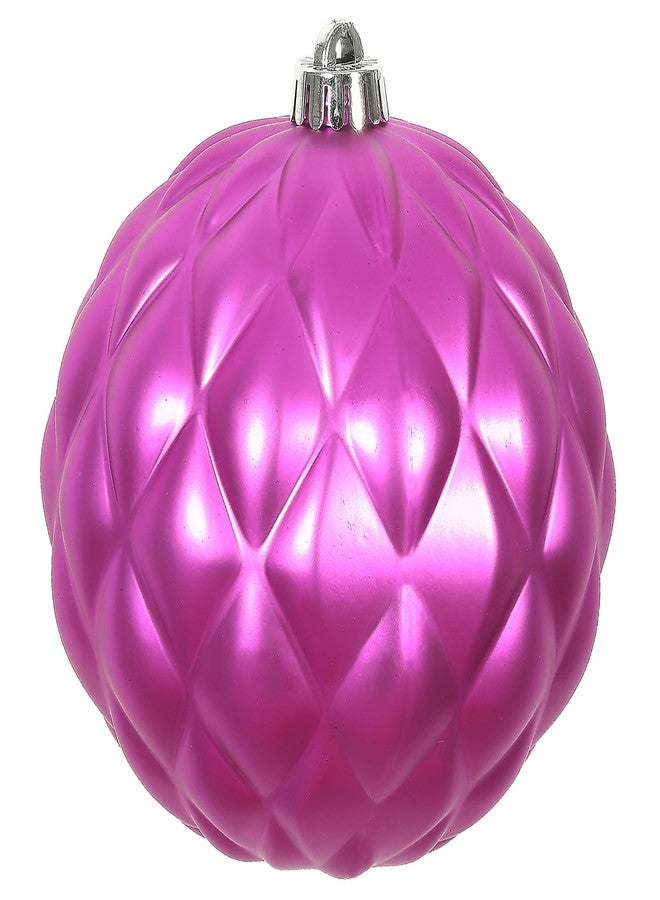 Vickerman 4" Fuchsia Matte Round Pine Cone Ornament, with drilled and Wired caps. Comes 6 per Bag. - Image 1
