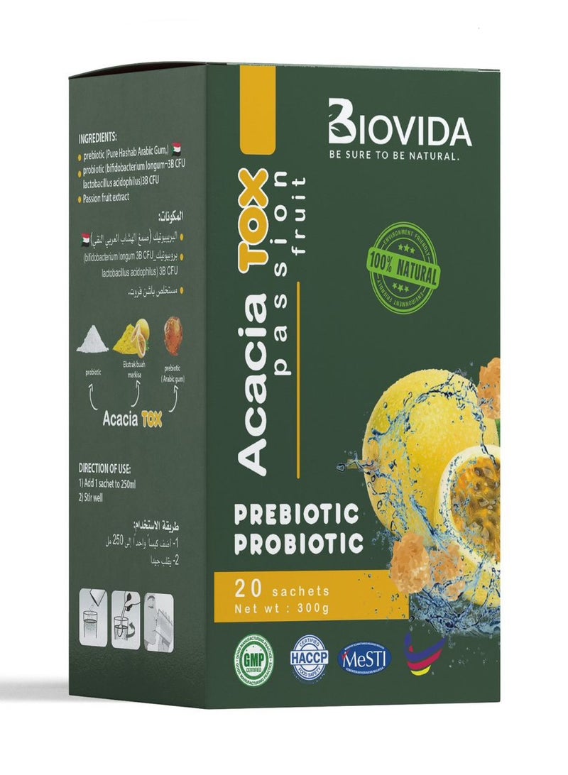 Biovida Biovida Acacia TOX - Prebiotics & Probiotics - 20 Sachets Passion Fruit  - Image 1