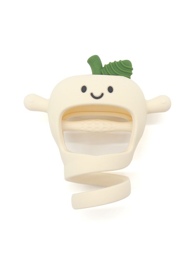Mini Treasures BPA Free Silicone Baby Apple Teething Toys| Baby Hand Teether Mitten for Sucking Needs| Baby Chew Toys Hand Pacifier for Soothing Teething Pain Relief - Beige - Image 1