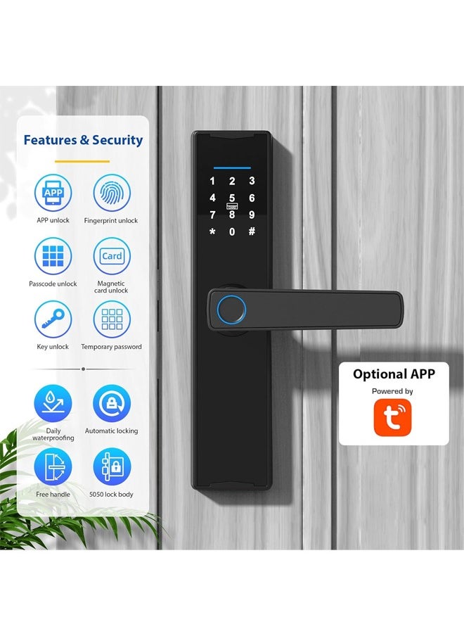 Generic Smart Lock Fingerprint Lock,  Door Lock Keypad , Door Lock with Handle Fingerprint,  Electronic Deadbolt Door Lock, Smart Door Lock Compatible with APP  - Image 2